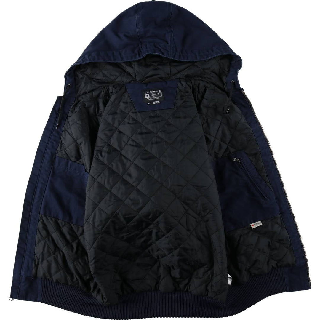 Carhartt Loose Fit Active Jacket, Padded, Duck Full-Zip Hoodie, Men's Size M (approx.) cotton navy blue type Vintage Second Hand