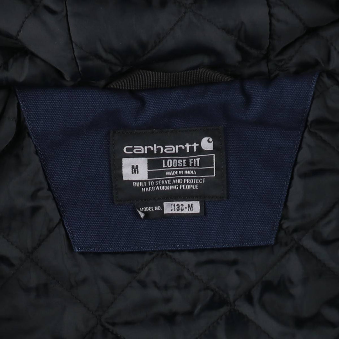 Carhartt Loose Fit Active Jacket, Padded, Duck Full-Zip Hoodie, Men's Size M (approx.) cotton navy blue type Vintage Second Hand