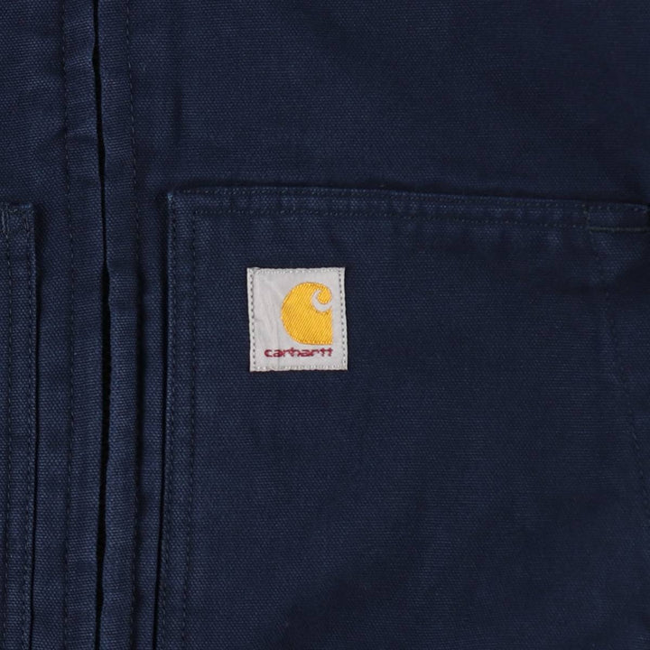Carhartt Loose Fit Active Jacket, Padded, Duck Full-Zip Hoodie, Men's Size M (approx.) cotton navy blue type Vintage Second Hand