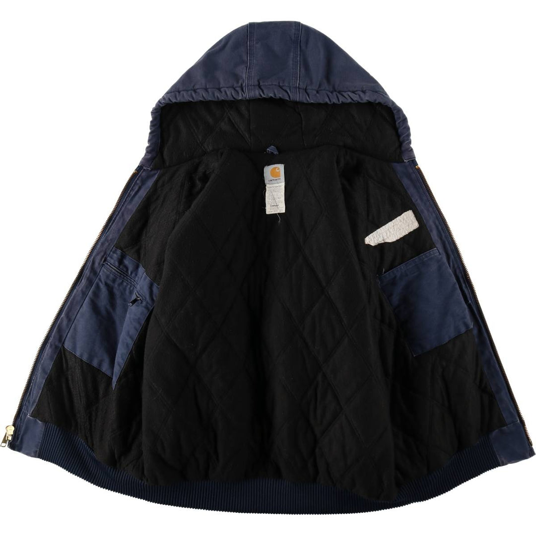 00'S Carhartt Active Jacket, Padded Duck Full Zip Hoodie, Men's Size L cotton navy blue type Vintage Second Hand