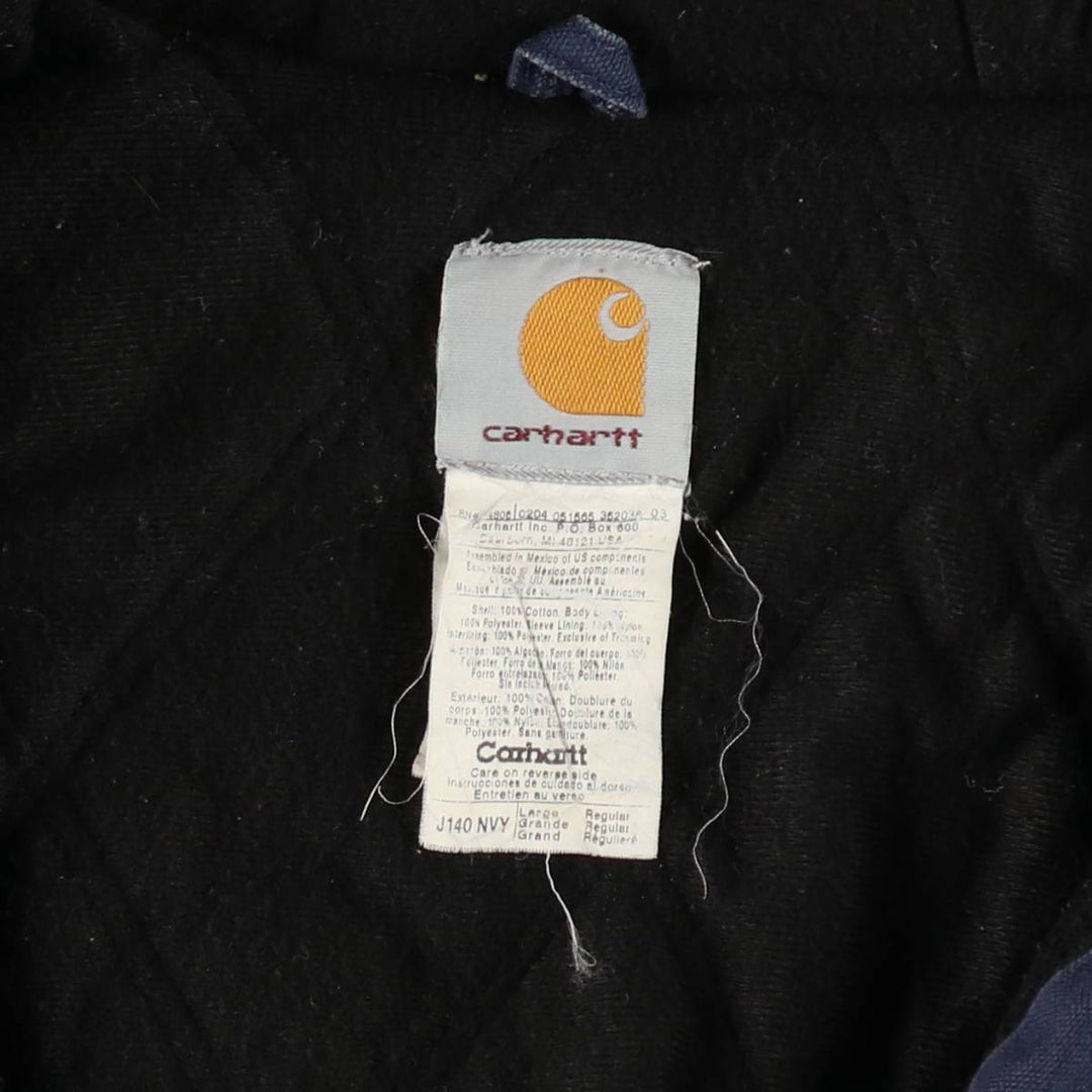 00'S Carhartt Active Jacket, Padded Duck Full Zip Hoodie, Men's Size L cotton navy blue type Vintage Second Hand