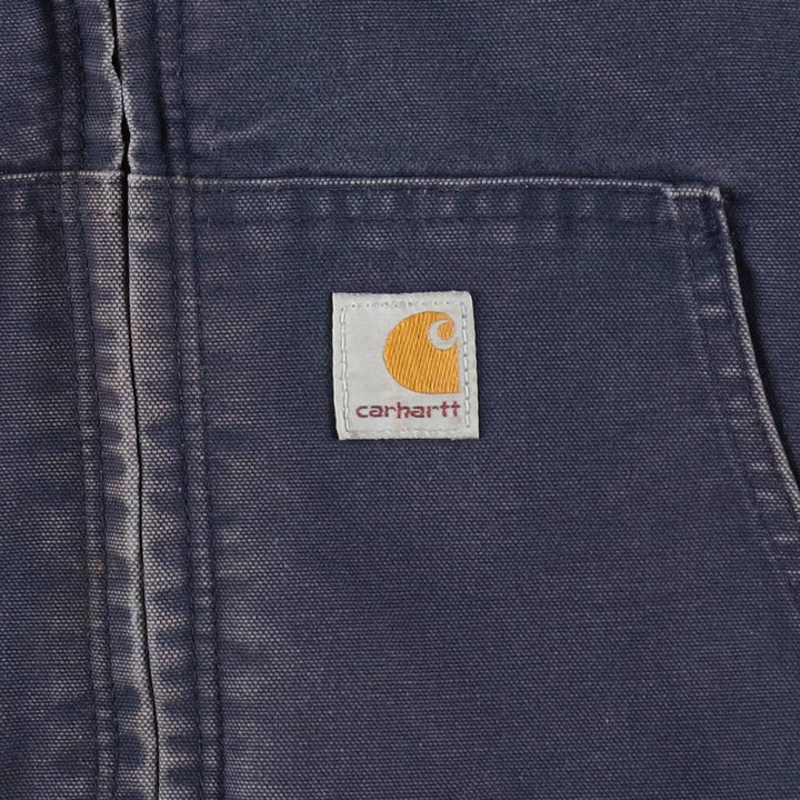 00'S Carhartt Active Jacket, Padded Duck Full Zip Hoodie, Men's Size L cotton navy blue type Vintage Second Hand