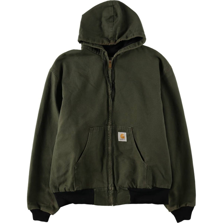 Carhartt Active Jacket Duck Full-Zip Hoodie Men's XL (Equivalent) Vintage unclear Khaki type Vintage Second Hand