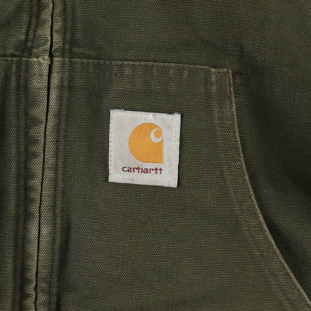 Carhartt Active Jacket Duck Full-Zip Hoodie Men's XL (Equivalent) Vintage unclear Khaki type Vintage Second Hand