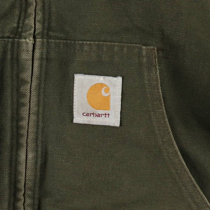 Carhartt Active Jacket Duck Full-Zip Hoodie Men's XL (Equivalent) Vintage unclear Khaki type Vintage Second Hand