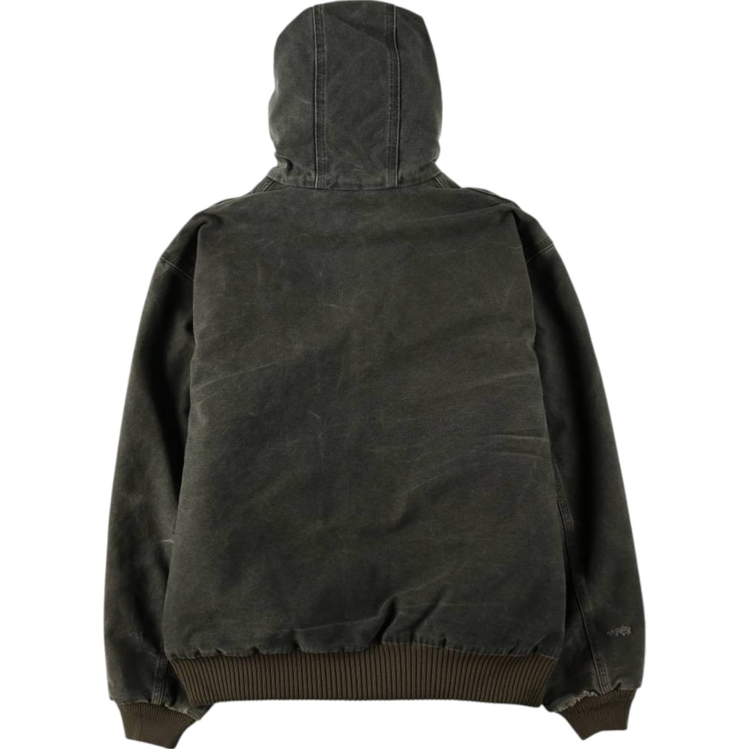 00'S Carhartt Active Jacket, Padded Duck Full Zip Hoodie, Men's Size L cotton Khaki type brown Vintage Second Hand