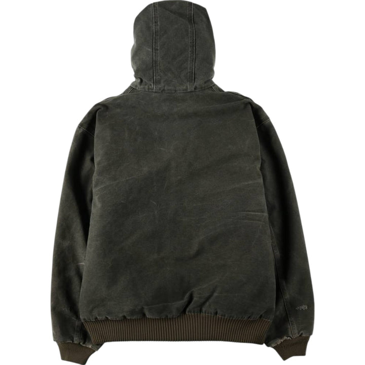 00'S Carhartt Active Jacket, Padded Duck Full Zip Hoodie, Men's Size L cotton Khaki type brown Vintage Second Hand
