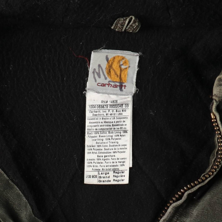 00'S Carhartt Active Jacket, Padded Duck Full Zip Hoodie, Men's Size L cotton Khaki type brown Vintage Second Hand