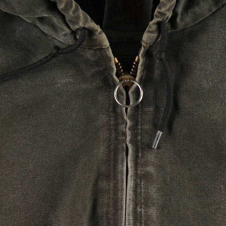 00'S Carhartt Active Jacket, Padded Duck Full Zip Hoodie, Men's Size L cotton Khaki type brown Vintage Second Hand