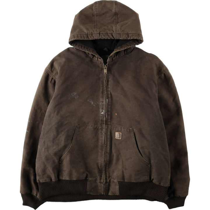 Carhartt Active Jacket, Padded Duck Full-Zip Hoodie, Men's XXL cotton brown type Vintage Second Hand