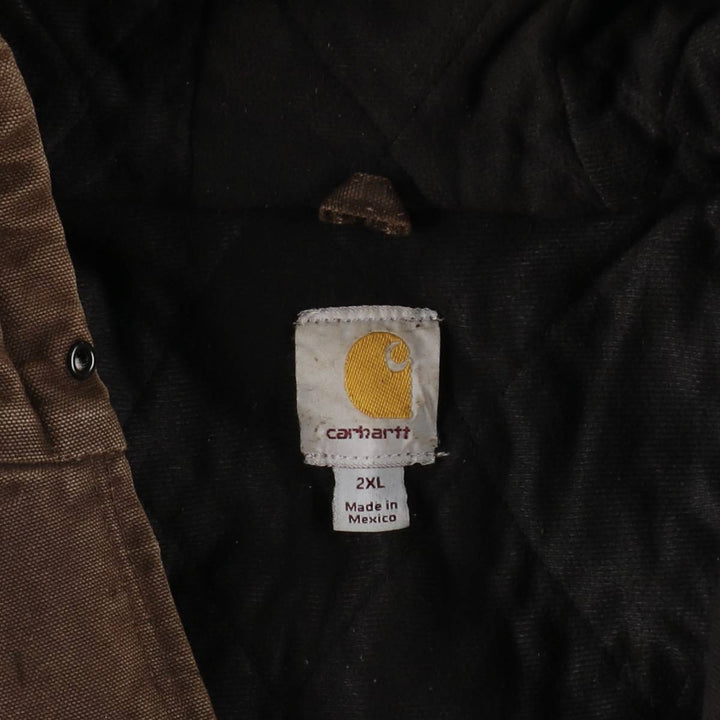 Carhartt Active Jacket, Padded Duck Full-Zip Hoodie, Men's XXL cotton brown type Vintage Second Hand