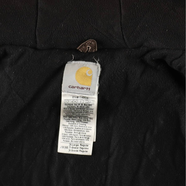 2000'S Carhartt Active Jacket, Padded Duck Full Zip Hoodie, Men's Size XL cotton brown type Vintage Second Hand