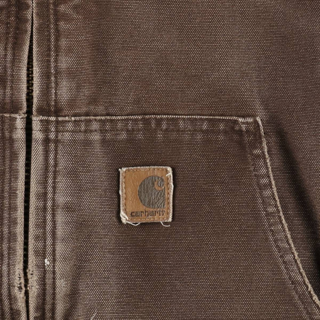 2000'S Carhartt Active Jacket, Padded Duck Full Zip Hoodie, Men's Size XL cotton brown type Vintage Second Hand