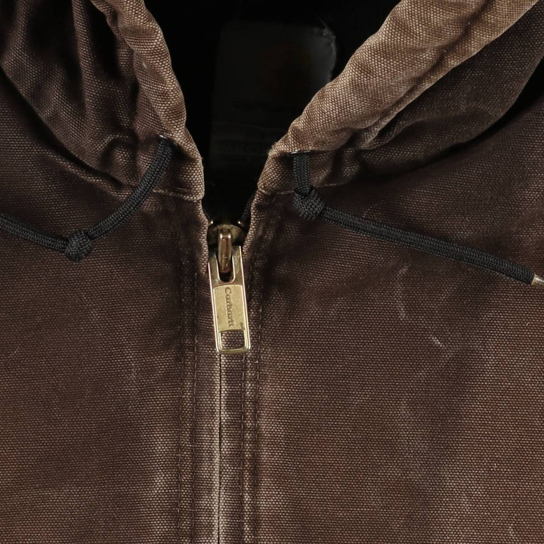 2000'S Carhartt Active Jacket, Padded Duck Full Zip Hoodie, Men's Size XL cotton brown type Vintage Second Hand