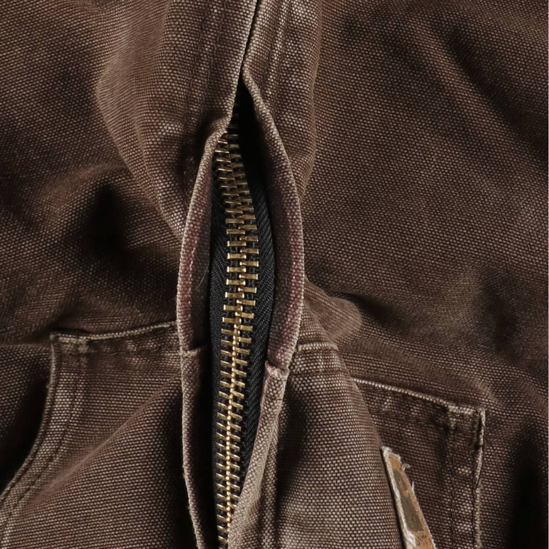 2000'S Carhartt Active Jacket, Padded Duck Full Zip Hoodie, Men's Size XL cotton brown type Vintage Second Hand
