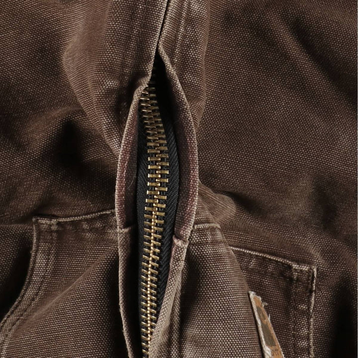2000'S Carhartt Active Jacket, Padded Duck Full Zip Hoodie, Men's Size XL cotton brown type Vintage Second Hand