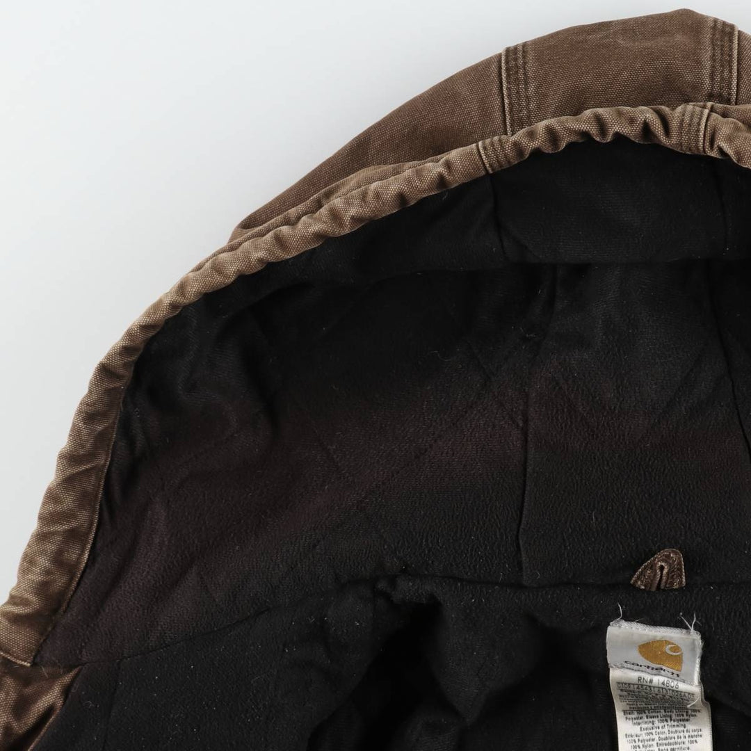 2000'S Carhartt Active Jacket, Padded Duck Full Zip Hoodie, Men's Size XL cotton brown type Vintage Second Hand