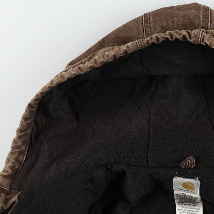 2000'S Carhartt Active Jacket, Padded Duck Full Zip Hoodie, Men's Size XL cotton brown type Vintage Second Hand