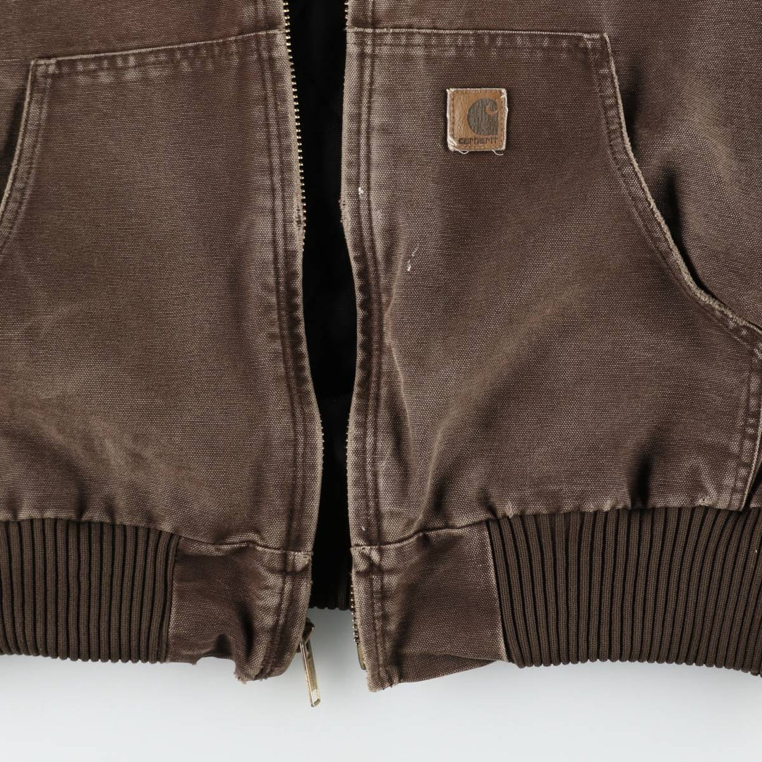 2000'S Carhartt Active Jacket, Padded Duck Full Zip Hoodie, Men's Size XL cotton brown type Vintage Second Hand