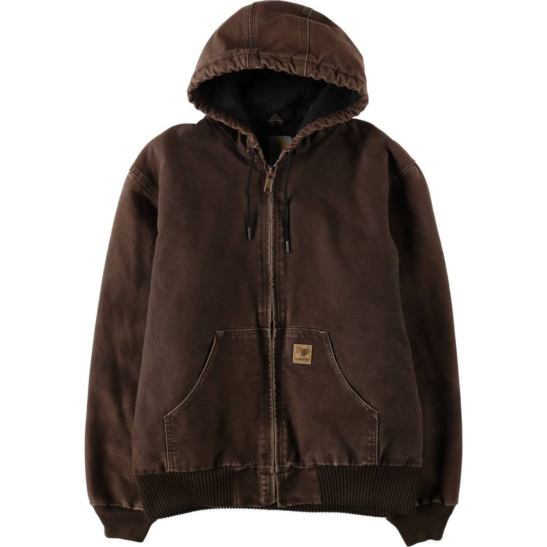 Carhartt Active Jacket, Padded Duck Full-Zip Hoodie, Men's Size Medium cotton brown type Vintage Second Hand