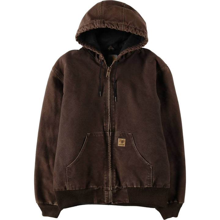 Carhartt Active Jacket, Padded Duck Full-Zip Hoodie, Men's Size Medium cotton brown type Vintage Second Hand