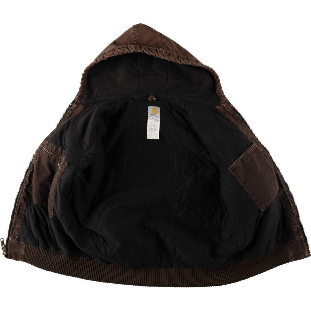 Carhartt Active Jacket, Padded Duck Full-Zip Hoodie, Men's Size Medium cotton brown type Vintage Second Hand