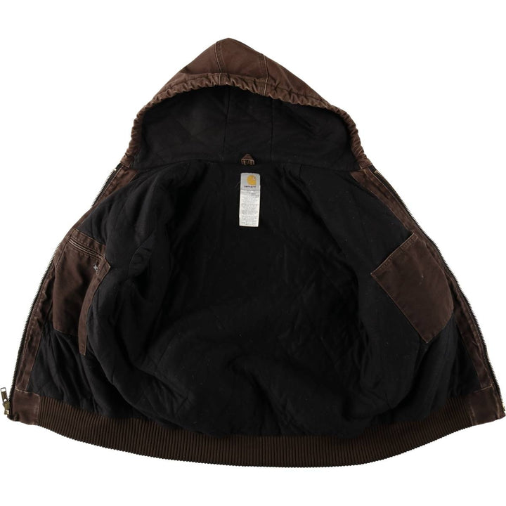 Carhartt Active Jacket, Padded Duck Full-Zip Hoodie, Men's Size Medium cotton brown type Vintage Second Hand