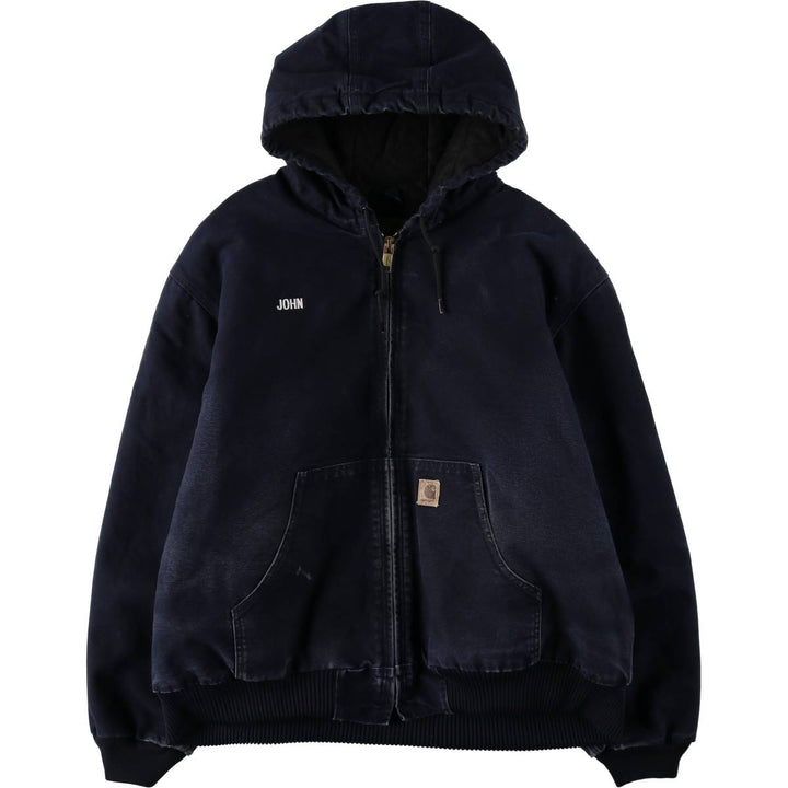 Carhartt Active Jacket, Padded Duck Full-Zip Hoodie, Men's XXL cotton navy blue type Vintage Second Hand