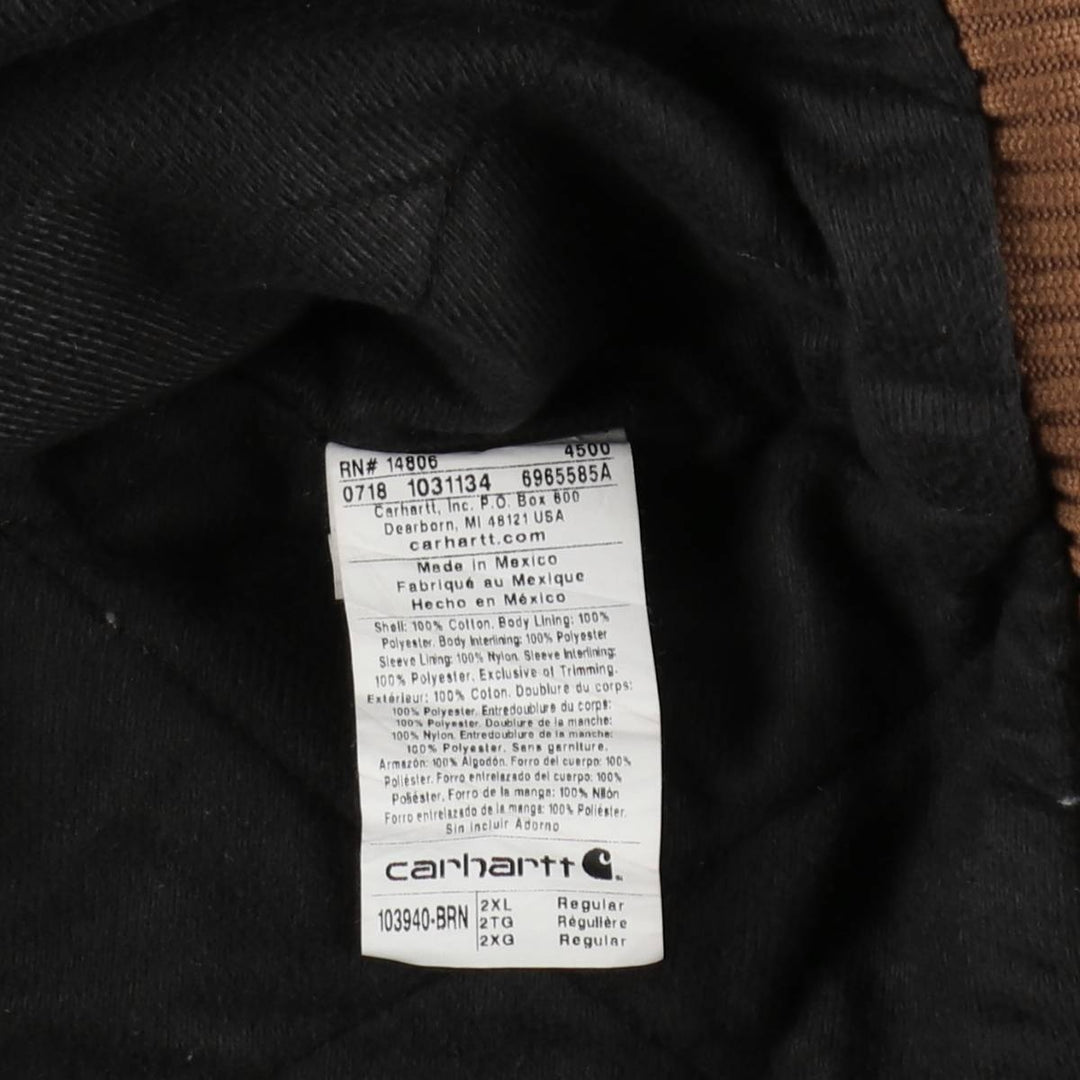 Carhartt Active Jacket, Padded Duck Full-Zip Hoodie, Men's XXL cotton ocher yellow type Vintage Second Hand