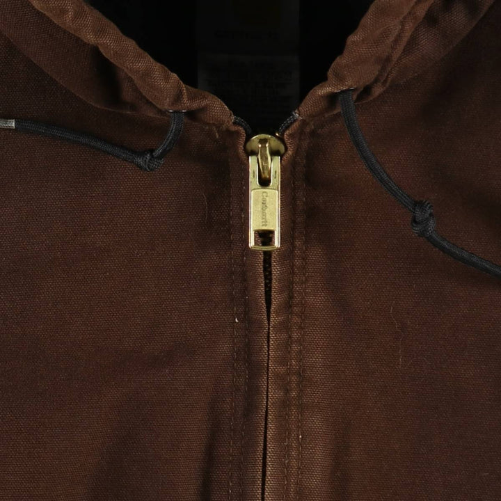 2000'S Carhartt Active Jacket, Padded, Duck Full-Zip Hoodie, Made in Mexico, Men's Size L (approx.) cotton brown type Vintage Second Hand