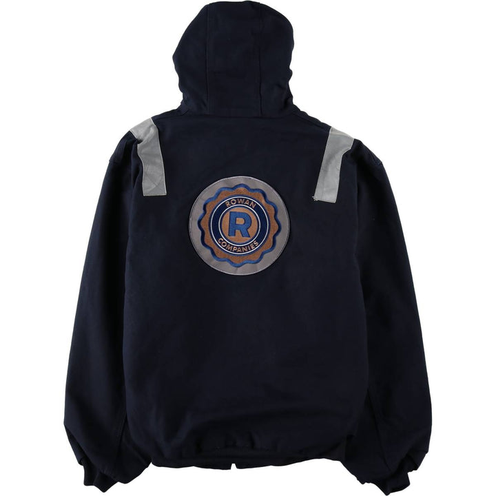 Carhartt Active Jacket with Reflective Details, Duck Full-Zip Hoodie, Made in USA, Men's Size XL (approx.) cotton navy blue type Vintage Second Hand