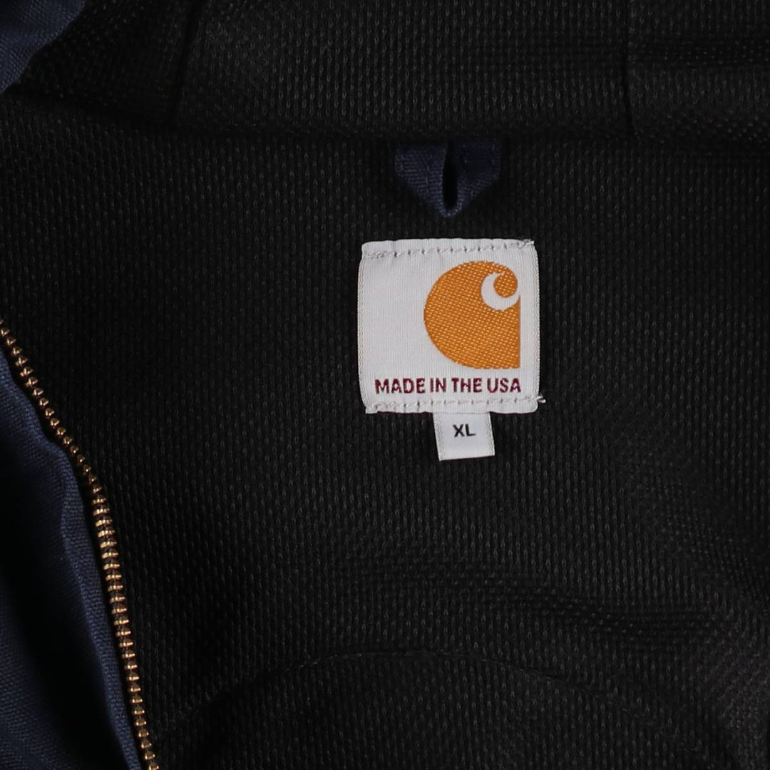 Carhartt Active Jacket with Reflective Details, Duck Full-Zip Hoodie, Made in USA, Men's Size XL (approx.) cotton navy blue type Vintage Second Hand
