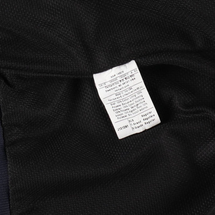 Carhartt Active Jacket with Reflective Details, Duck Full-Zip Hoodie, Made in USA, Men's Size XL (approx.) cotton navy blue type Vintage Second Hand