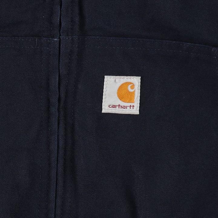 Carhartt Active Jacket with Reflective Details, Duck Full-Zip Hoodie, Made in USA, Men's Size XL (approx.) cotton navy blue type Vintage Second Hand