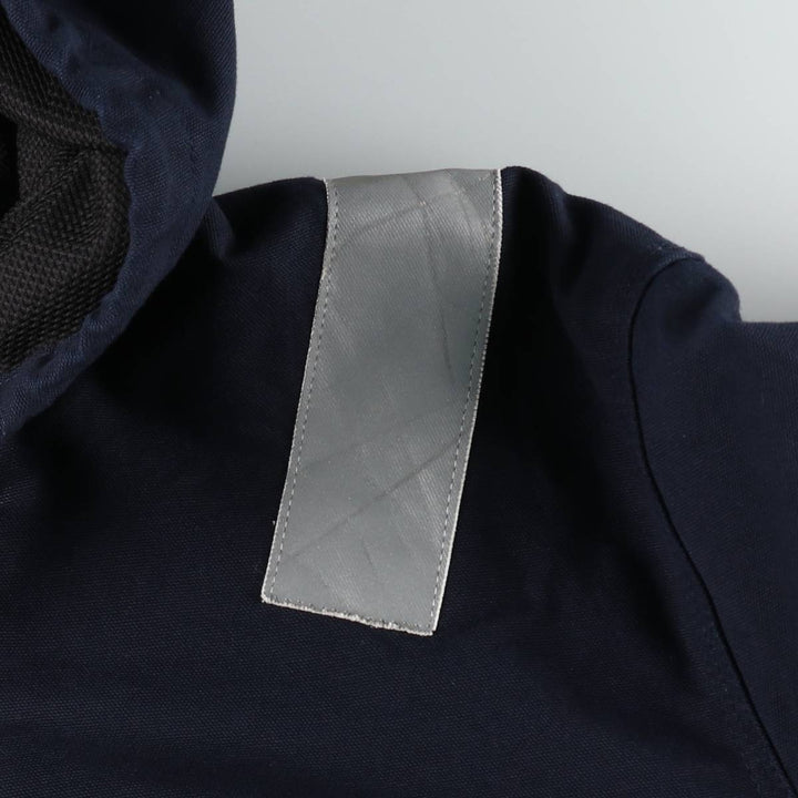 Carhartt Active Jacket with Reflective Details, Duck Full-Zip Hoodie, Made in USA, Men's Size XL (approx.) cotton navy blue type Vintage Second Hand