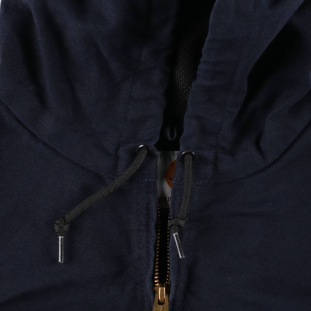 Carhartt Active Jacket with Reflective Details, Duck Full-Zip Hoodie, Made in USA, Men's Size XL (approx.) cotton navy blue type Vintage Second Hand
