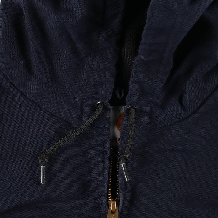 Carhartt Active Jacket with Reflective Details, Duck Full-Zip Hoodie, Made in USA, Men's Size XL (approx.) cotton navy blue type Vintage Second Hand