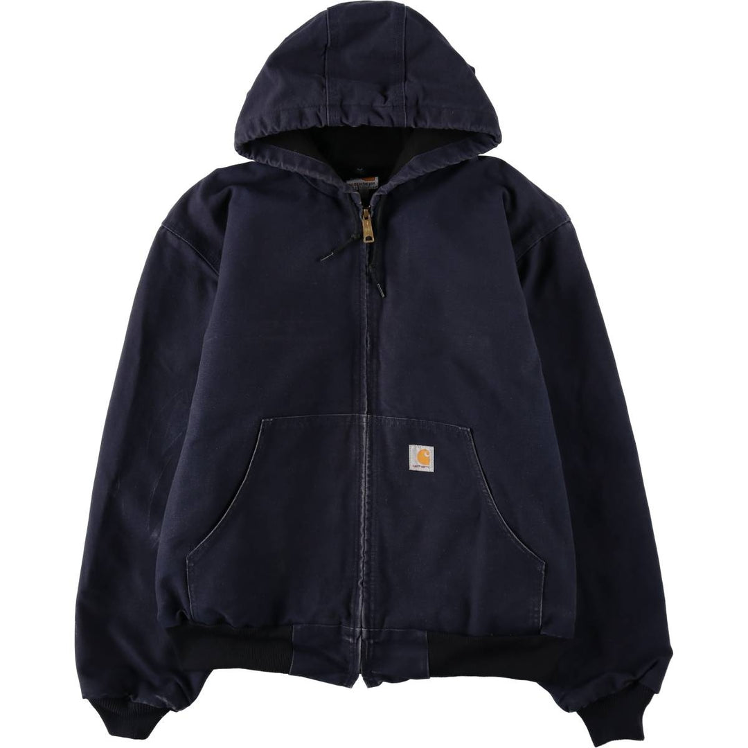 Carhartt Active Jacket Duck Full Zip Parka Made in USA Men's L size cotton navy blue type Vintage Second Hand
