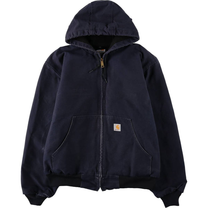 Carhartt Active Jacket Duck Full Zip Parka Made in USA Men's L size cotton navy blue type Vintage Second Hand
