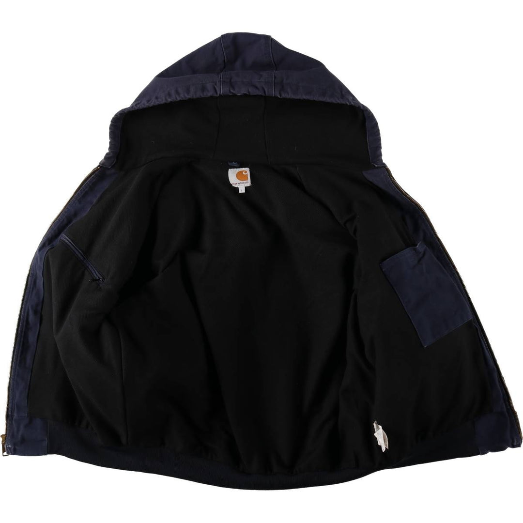 Carhartt Active Jacket Duck Full Zip Parka Made in USA Men's L size cotton navy blue type Vintage Second Hand