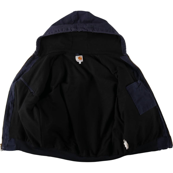 Carhartt Active Jacket Duck Full Zip Parka Made in USA Men's L size cotton navy blue type Vintage Second Hand