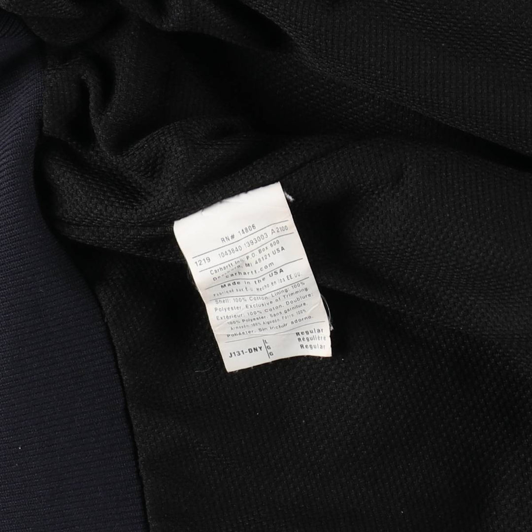 Carhartt Active Jacket Duck Full Zip Parka Made in USA Men's L size cotton navy blue type Vintage Second Hand