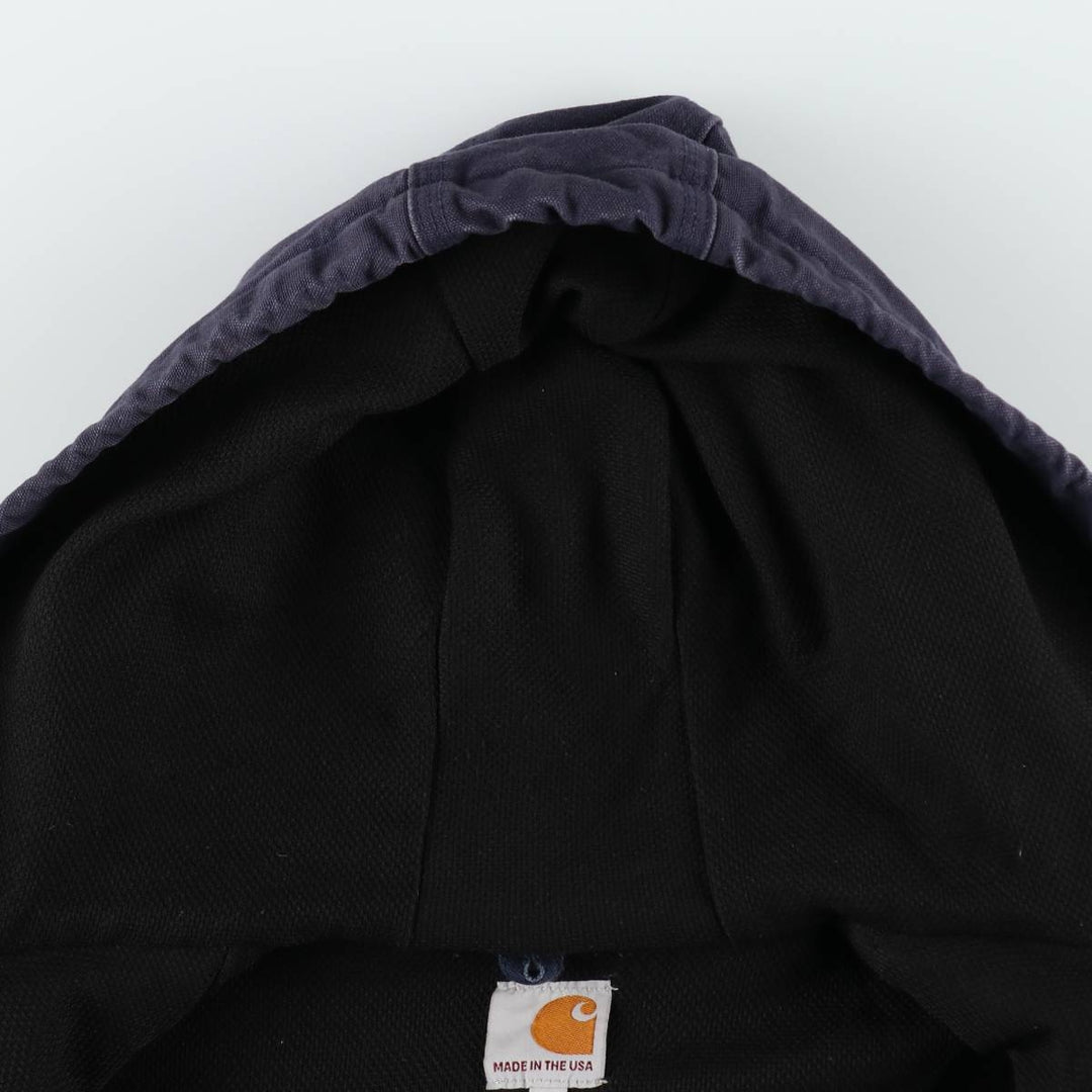 Carhartt Active Jacket Duck Full Zip Parka Made in USA Men's L size cotton navy blue type Vintage Second Hand