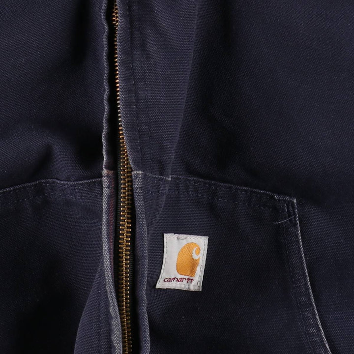Carhartt Active Jacket Duck Full Zip Parka Made in USA Men's L size cotton navy blue type Vintage Second Hand