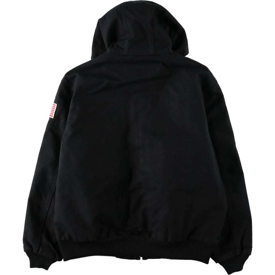 Carhartt Active Jacket, American Flag Pattern, Padded, Duck Full-Zip Hoodie, Men's Size L (approx.) cotton black type Vintage Second Hand