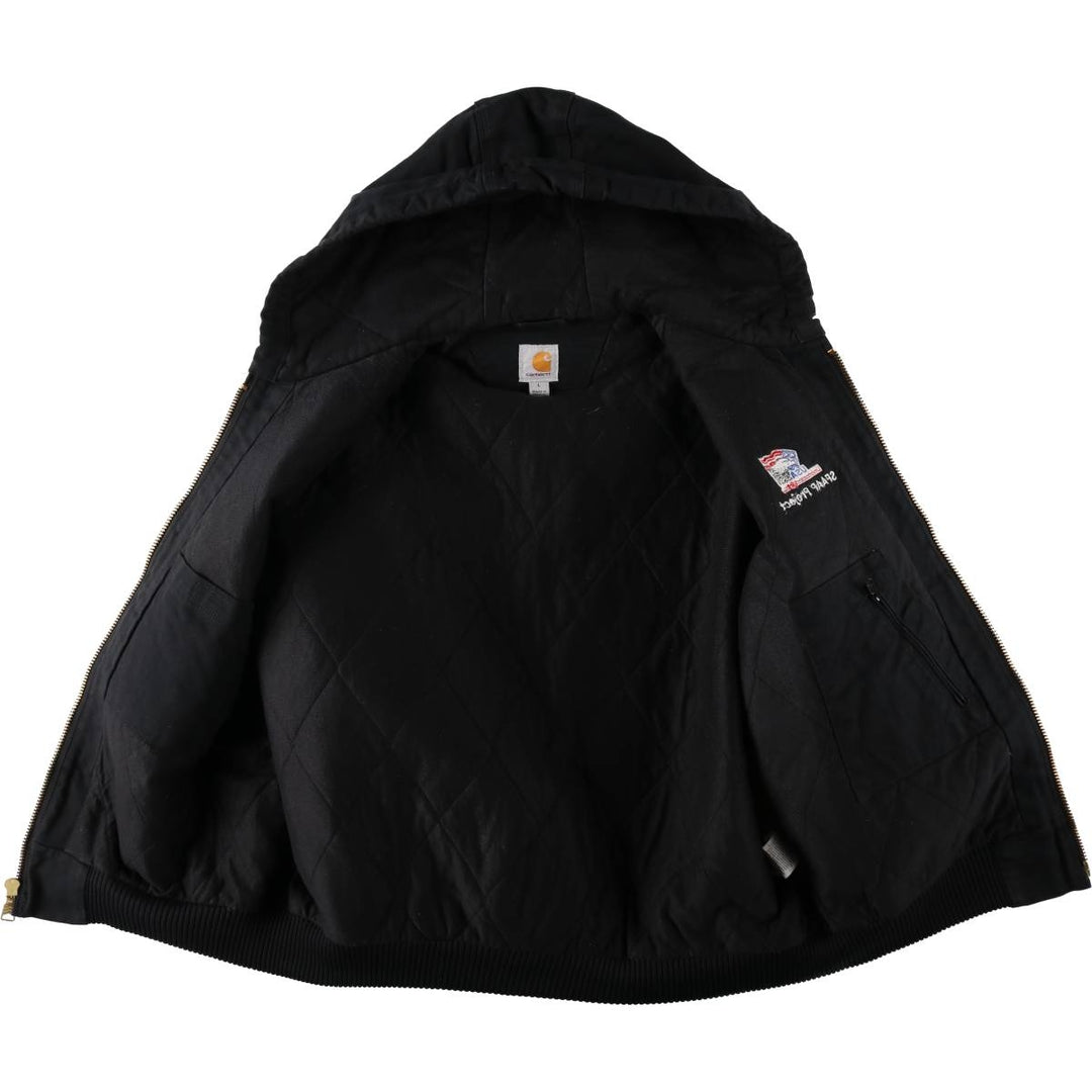 Carhartt Active Jacket, American Flag Pattern, Padded, Duck Full-Zip Hoodie, Men's Size L (approx.) cotton black type Vintage Second Hand