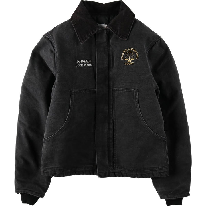 80s-90'S Carhartt Traditional Padded Duck Work Jacket, Made in USA, Men's Size L unclear black type Vintage Second Hand