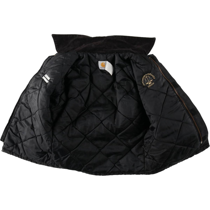 80s-90'S Carhartt Traditional Padded Duck Work Jacket, Made in USA, Men's Size L unclear black type Vintage Second Hand