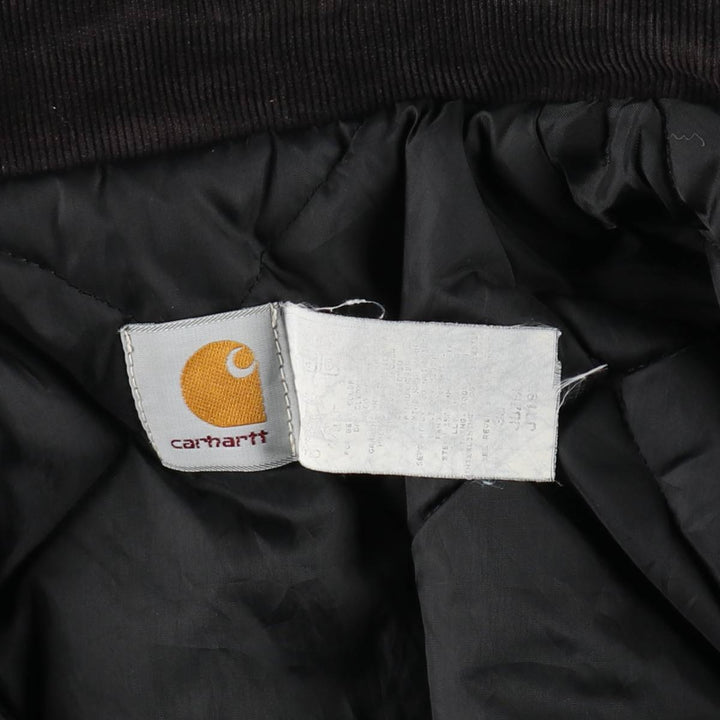 80s-90'S Carhartt Traditional Padded Duck Work Jacket, Made in USA, Men's Size L unclear black type Vintage Second Hand