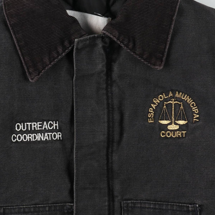 80s-90'S Carhartt Traditional Padded Duck Work Jacket, Made in USA, Men's Size L unclear black type Vintage Second Hand